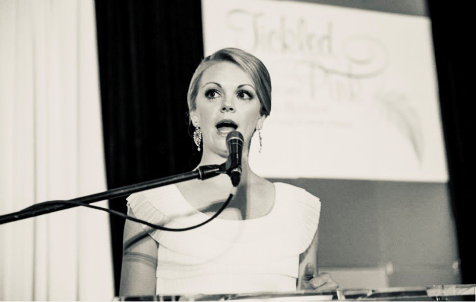 Carrie Potter delivering a keynote